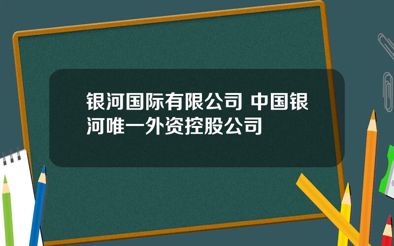 银河国际有限公司 中国银河唯一外资控股公司